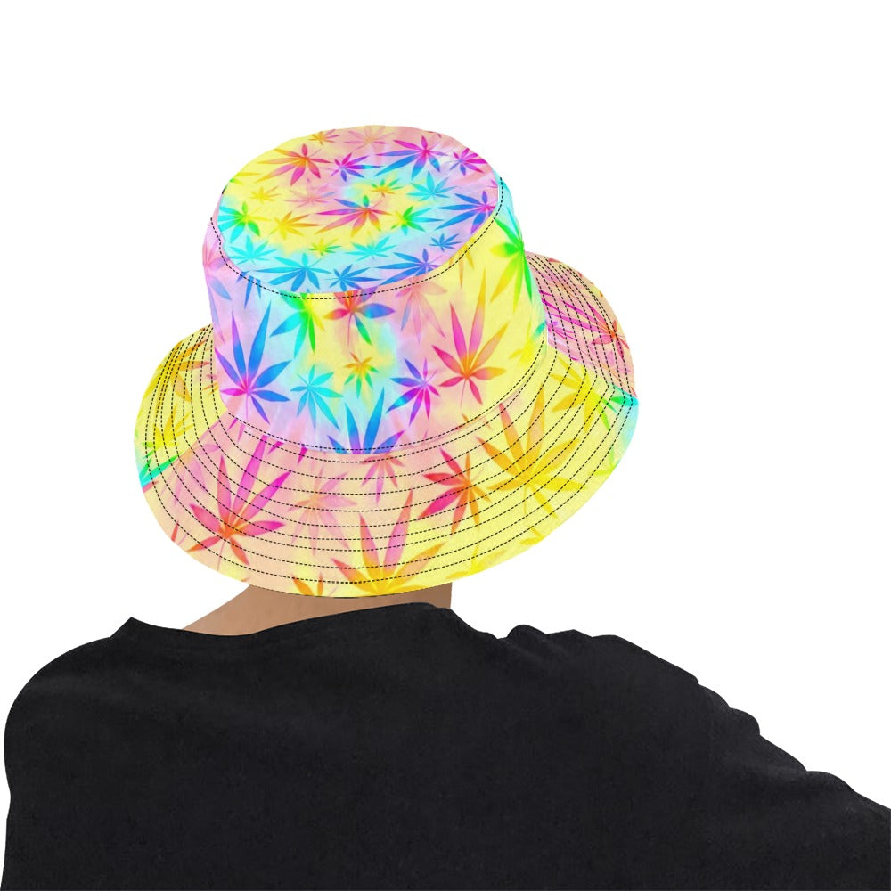 Rainbow Weed Tie-Dye Bucket Hat
