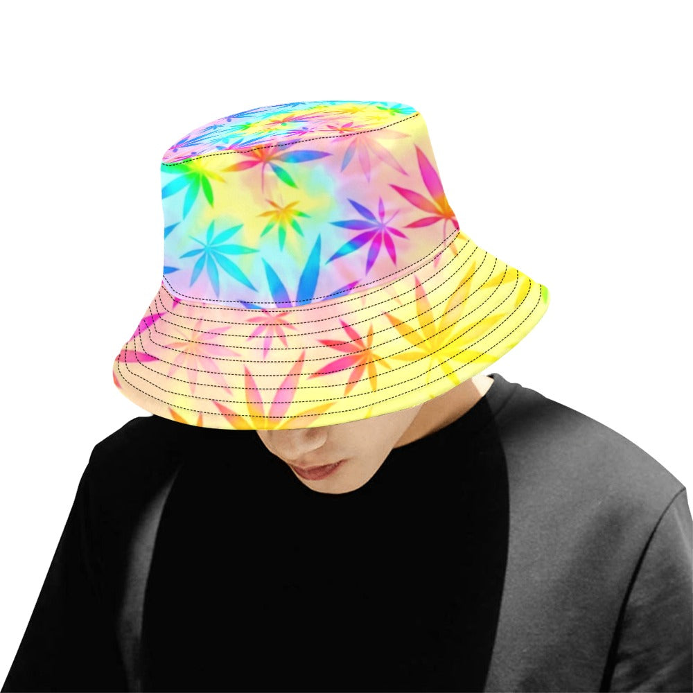 Rainbow Weed Tie-Dye Bucket Hat