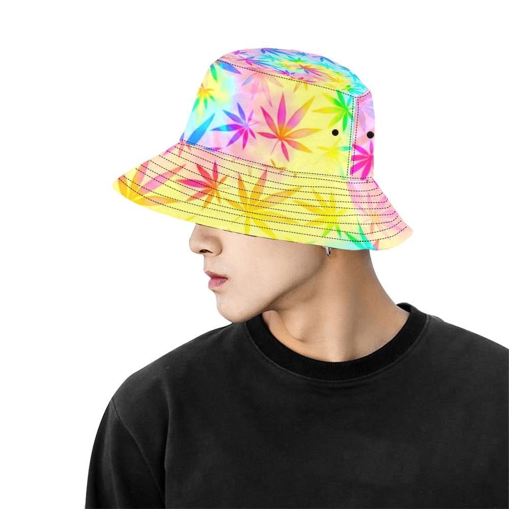 Rainbow Weed Tie-Dye Bucket Hat