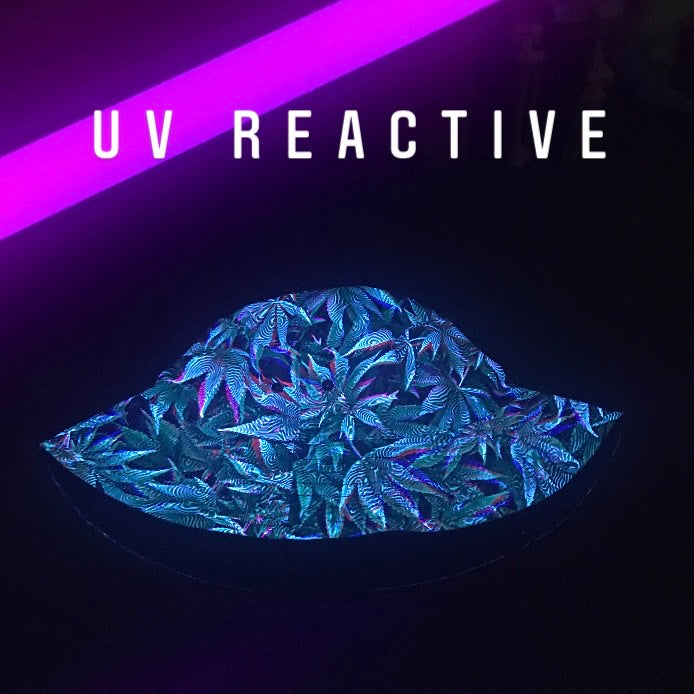 Trippy Weed Print Bucket Hat | UV Blacklight Reactive