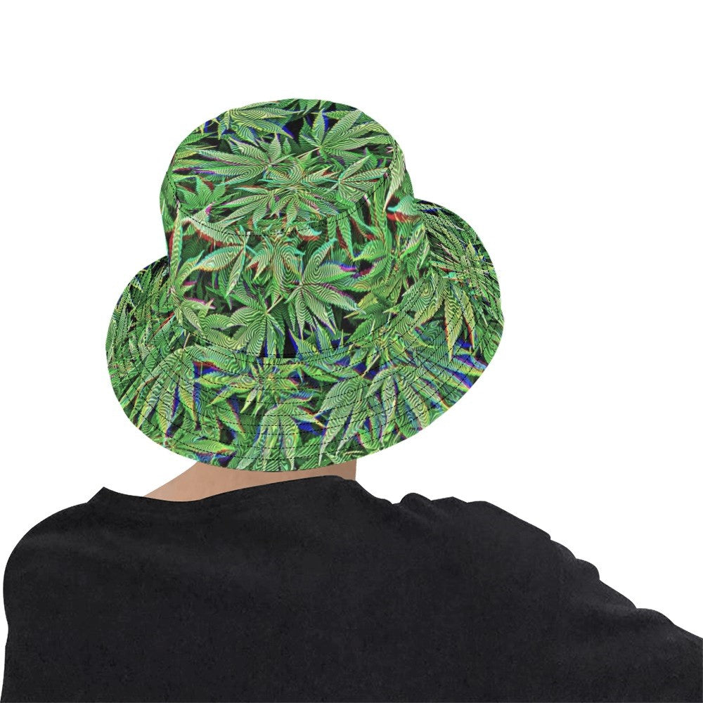 Trippy Weed Print Bucket Hat | UV Blacklight Reactive