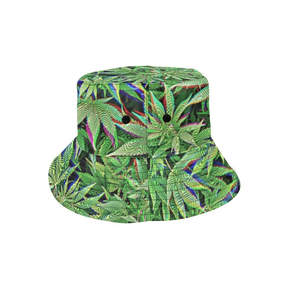 Trippy Weed Print Bucket Hat | UV Blacklight Reactive