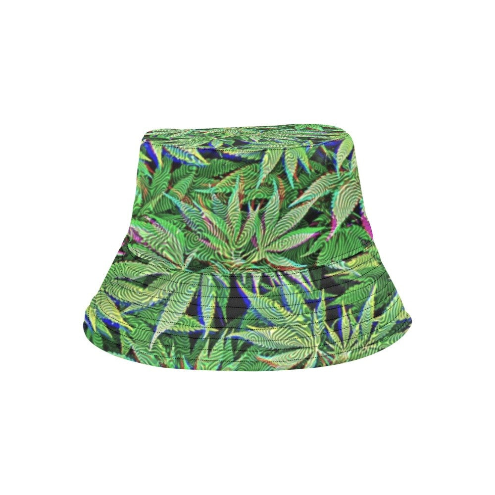 Trippy Weed Print Bucket Hat | UV Blacklight Reactive